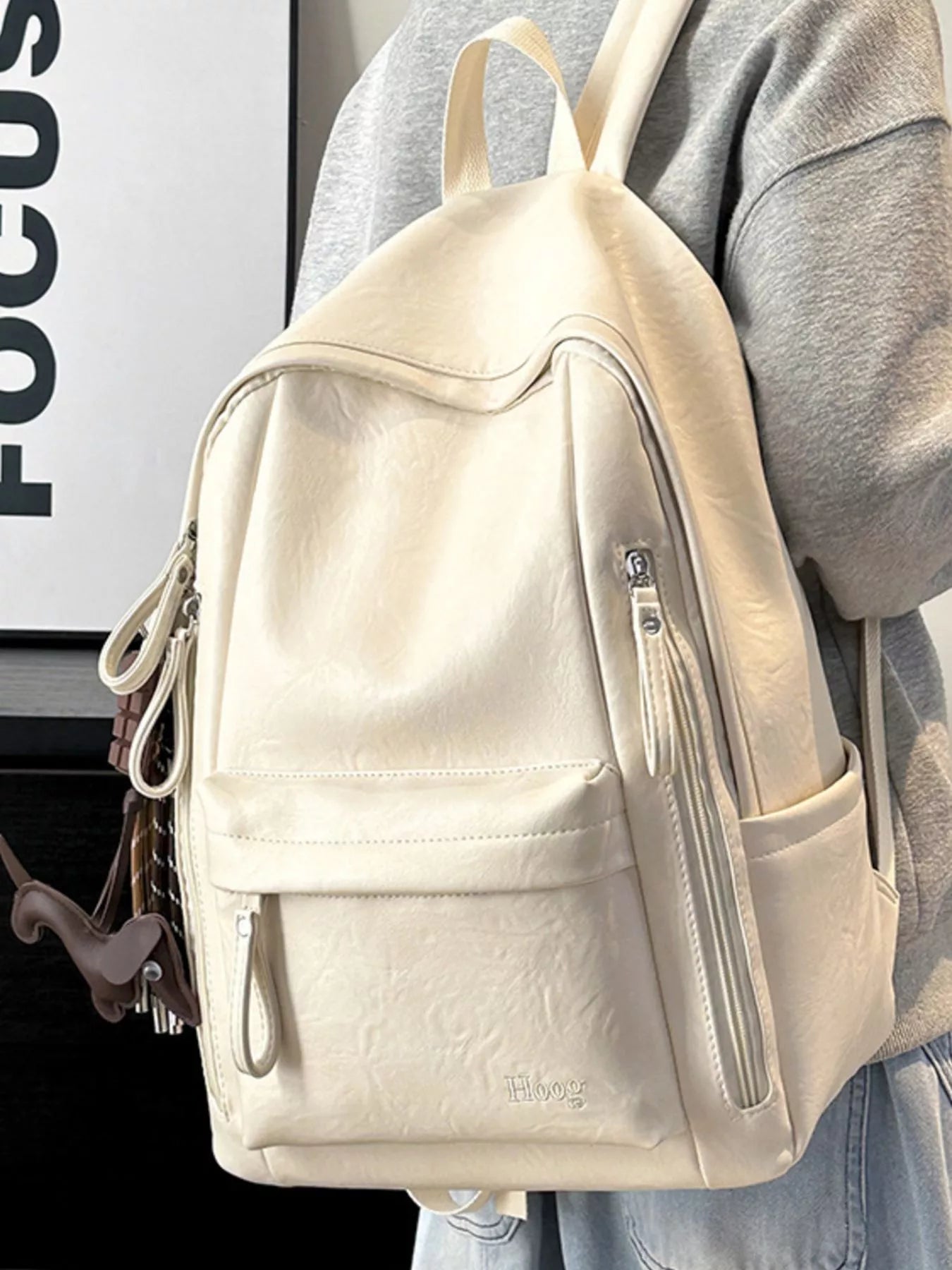 Medium PU Leather Texture Backpack — product image 7