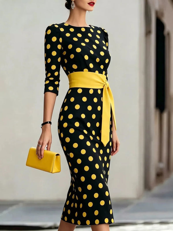 Full Size Polka Dot 3/4 Sleeve Dress Plus Size — additional view 3