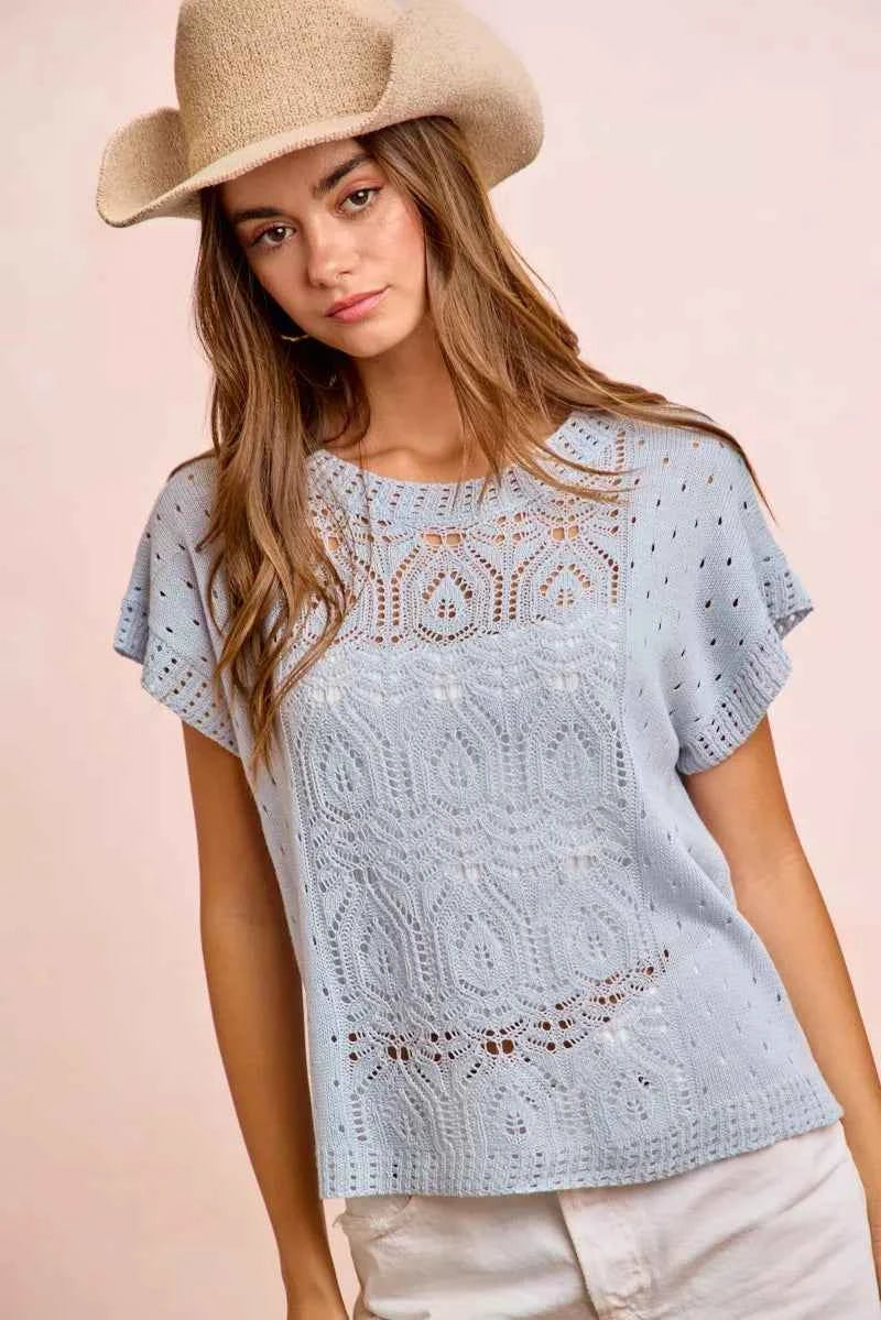 Eyelet knit top — additional view 9