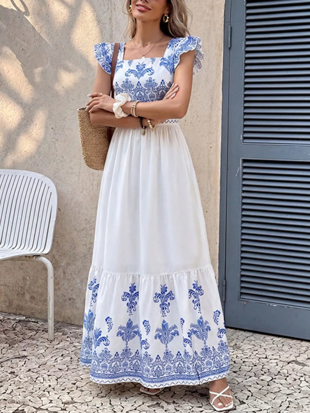 Printed Square Neck Maxi Dress — additional view 3