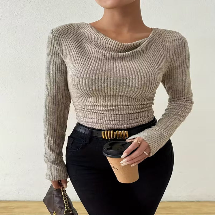 Women's Solid Color Long Sleeve Knit Sweater product image