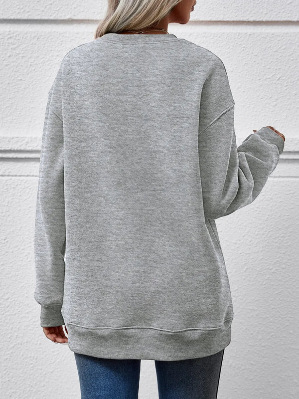 Letter Graphic Round Neck Sweatshirt view 18