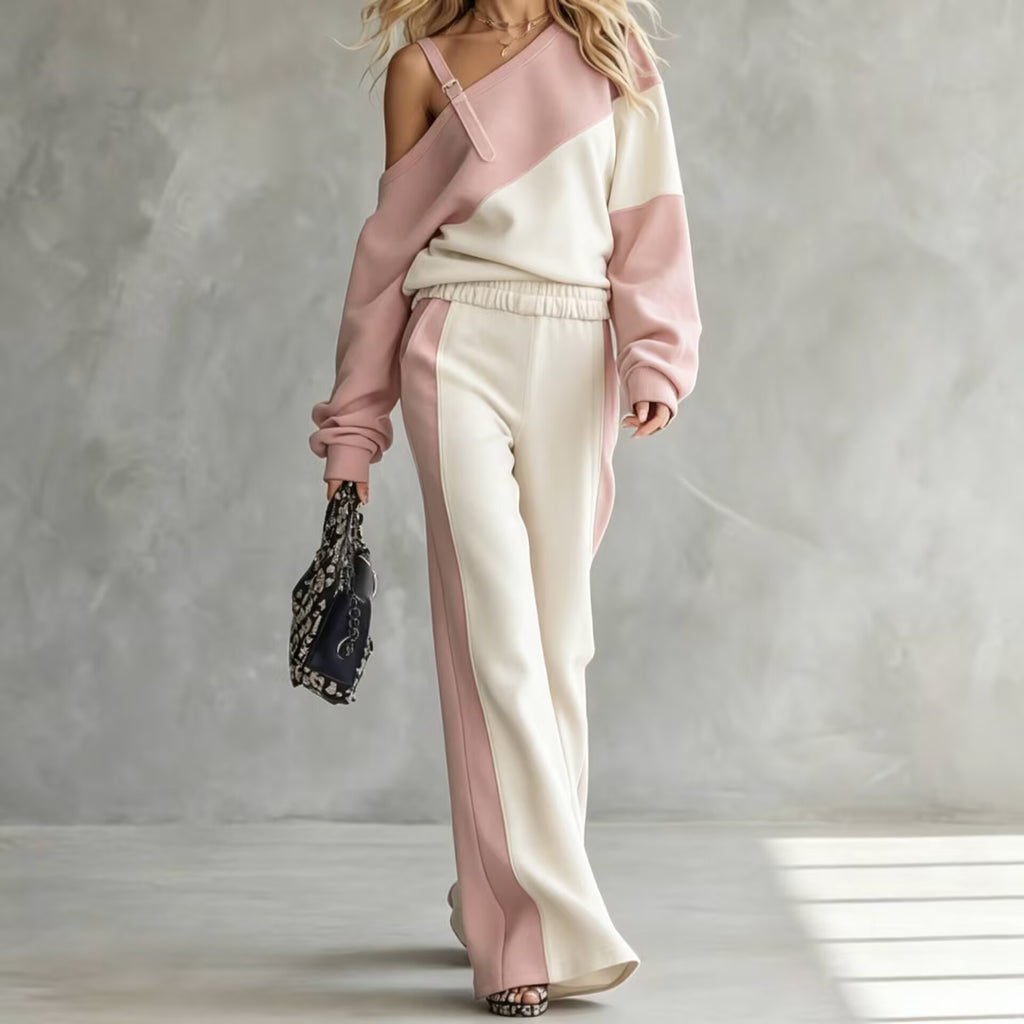 Color-Block Sweatshirt & Wide-Leg Pants Set — product image 13