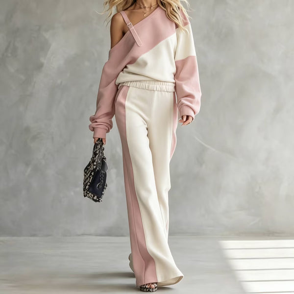 Color-Block Sweatshirt & Wide-Leg Pants Set — product image 13