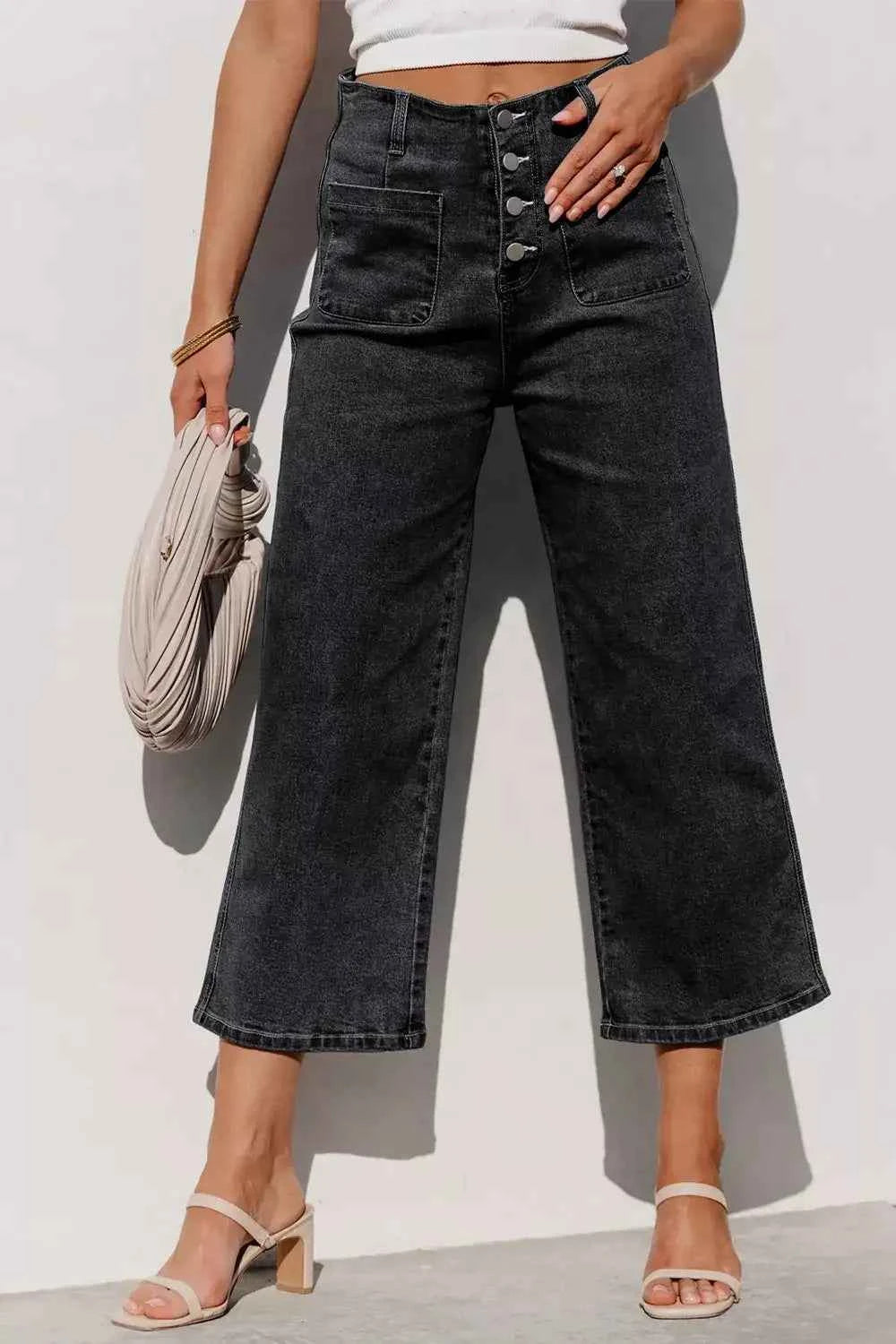 Wide-leg high-waisted jeans — additional view 3