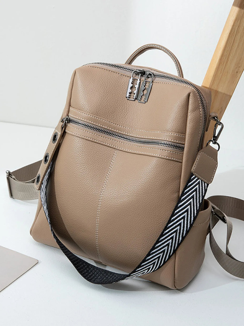 Multi-Compartment PU Leather Backpack — product image 3