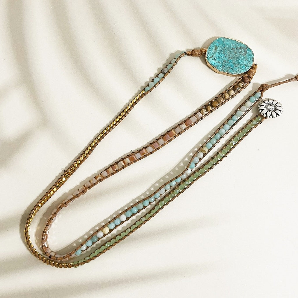 Product detail photo of Natural Ocean Stone Wrap Bracelet, natural ocean stone wrap bracelet