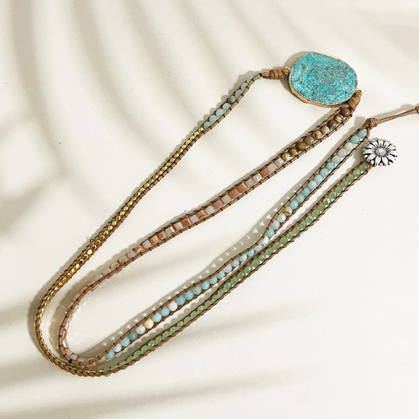 Product detail photo of Natural Ocean Stone Wrap Bracelet, natural ocean stone wrap bracelet