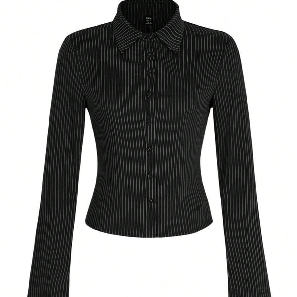 Product detail photo of Striped V Neck Long Sleeve Top, Women’s Top, everyday style, striped v neck long sleeve top