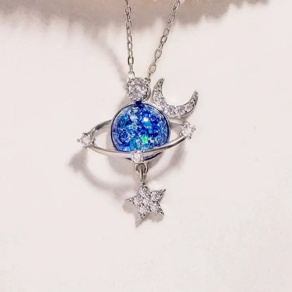 Zircon moon and star pendant necklace — primary view