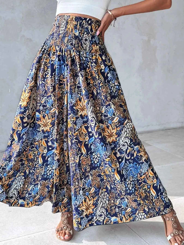Printed Wide-Leg Pants for Effortless Style and Comfort-Bottom-Splashis-Splashis