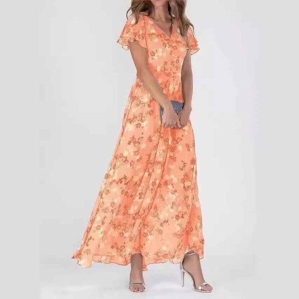 Floral print off-shoulder chiffon maxi dress — additional view 2