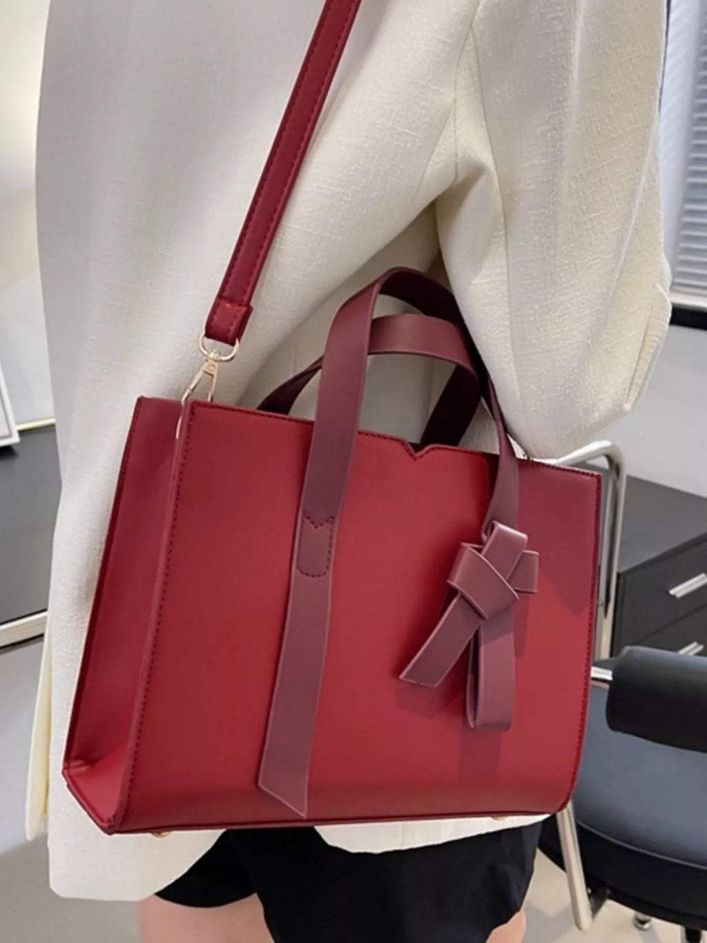 Faux leather tote bag — additional view 8