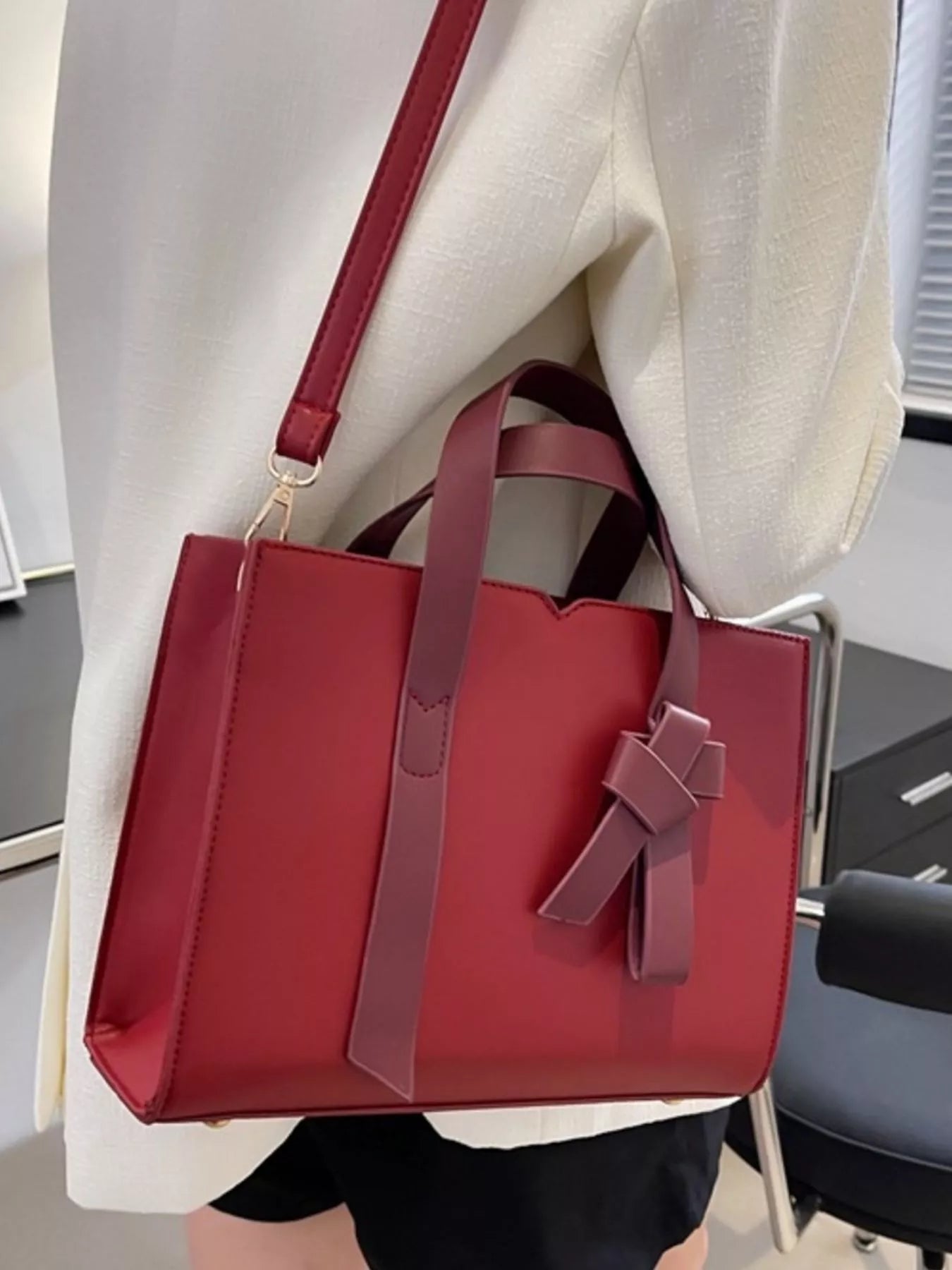 Faux leather tote bag — additional view 8