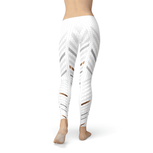 Women White Stripes Leggings, close-up product view