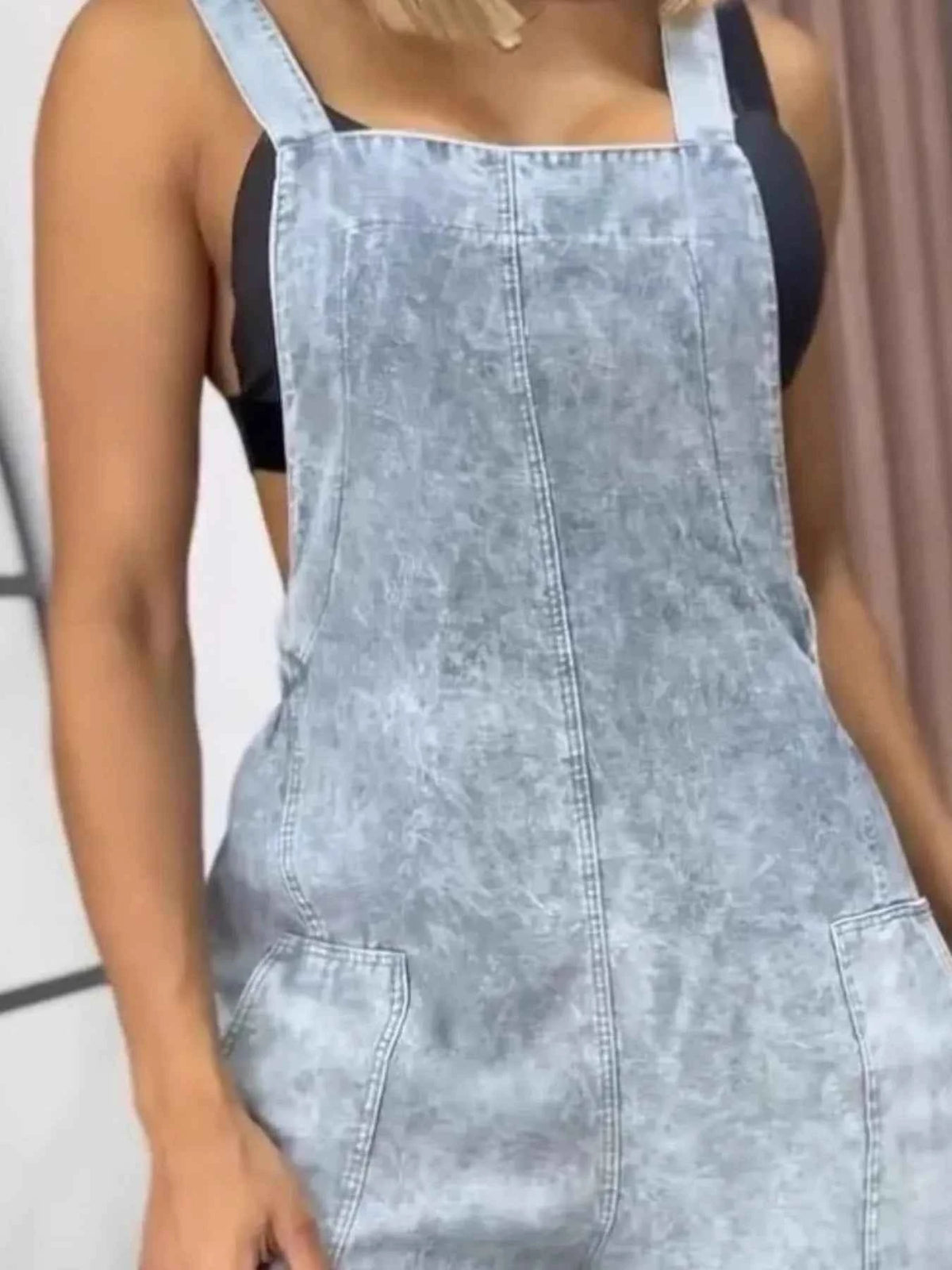 Chic Plus Size Denim Overalls, product view 8