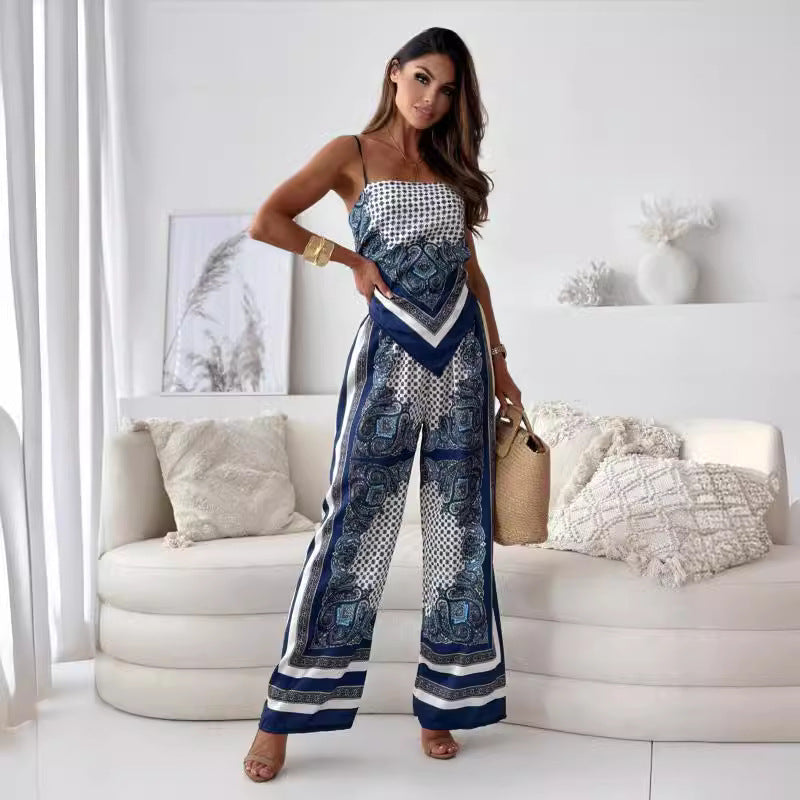 Women’s Printed Spaghetti-Strap Pants Set, alternate product view