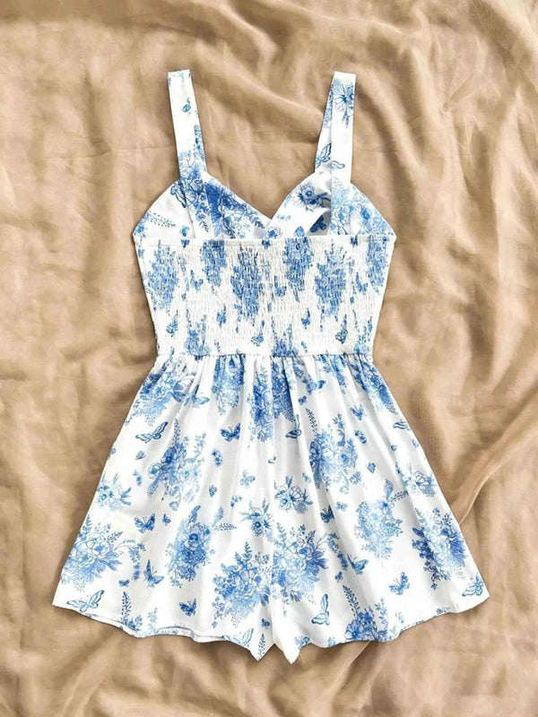 Floral print twist front cutout romper — additional view 6