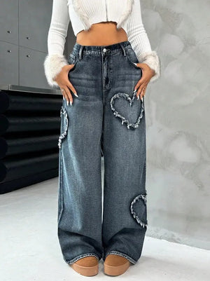 Distressed high-waist wide-leg jeans for women, image 3