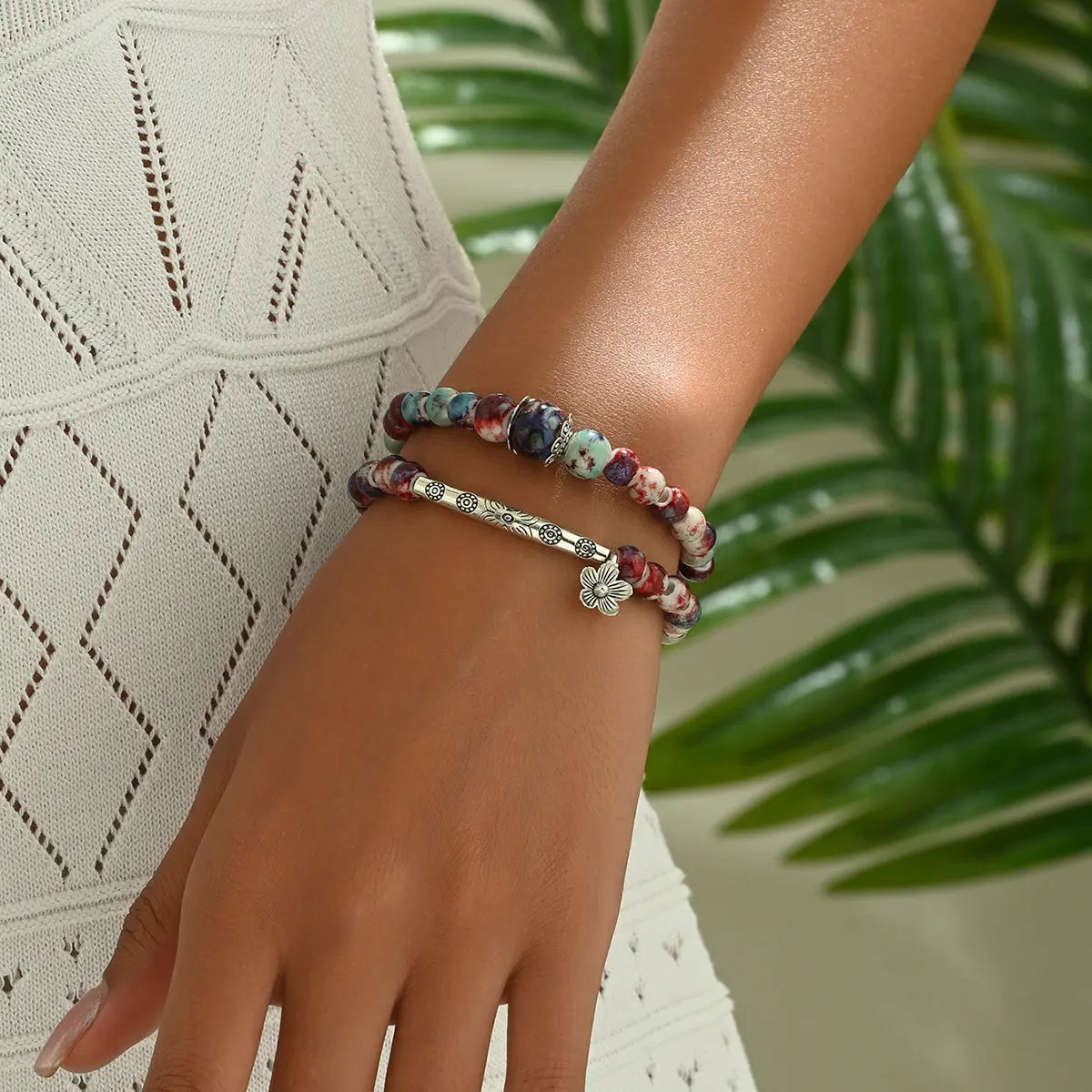 Beaded Flower Pattern Bracelet additional product view