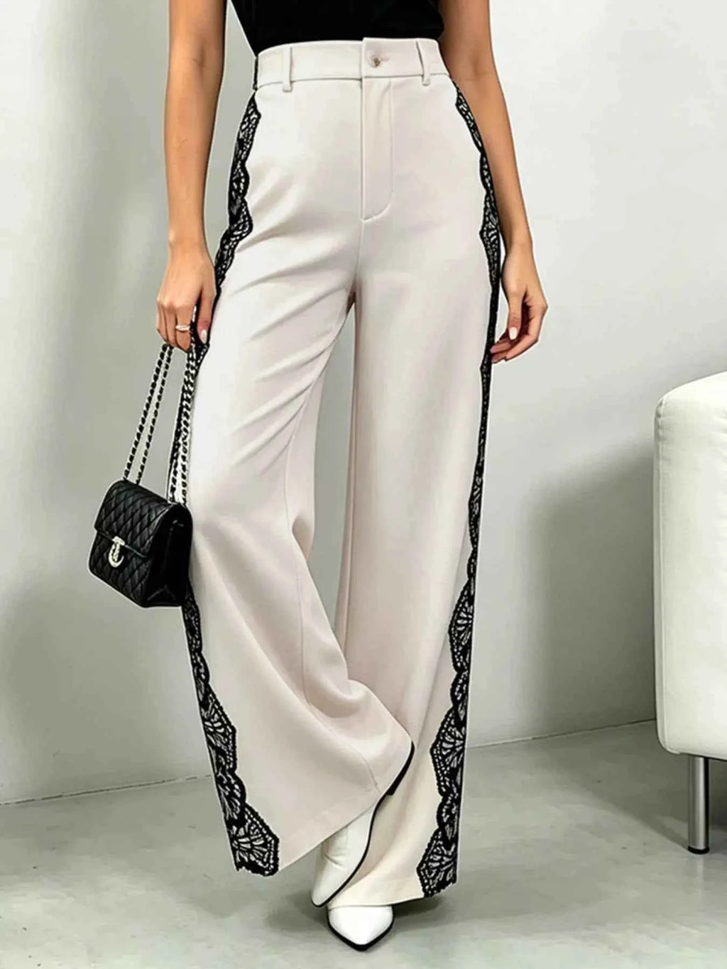 Lace detail wide-leg pants — additional view 3