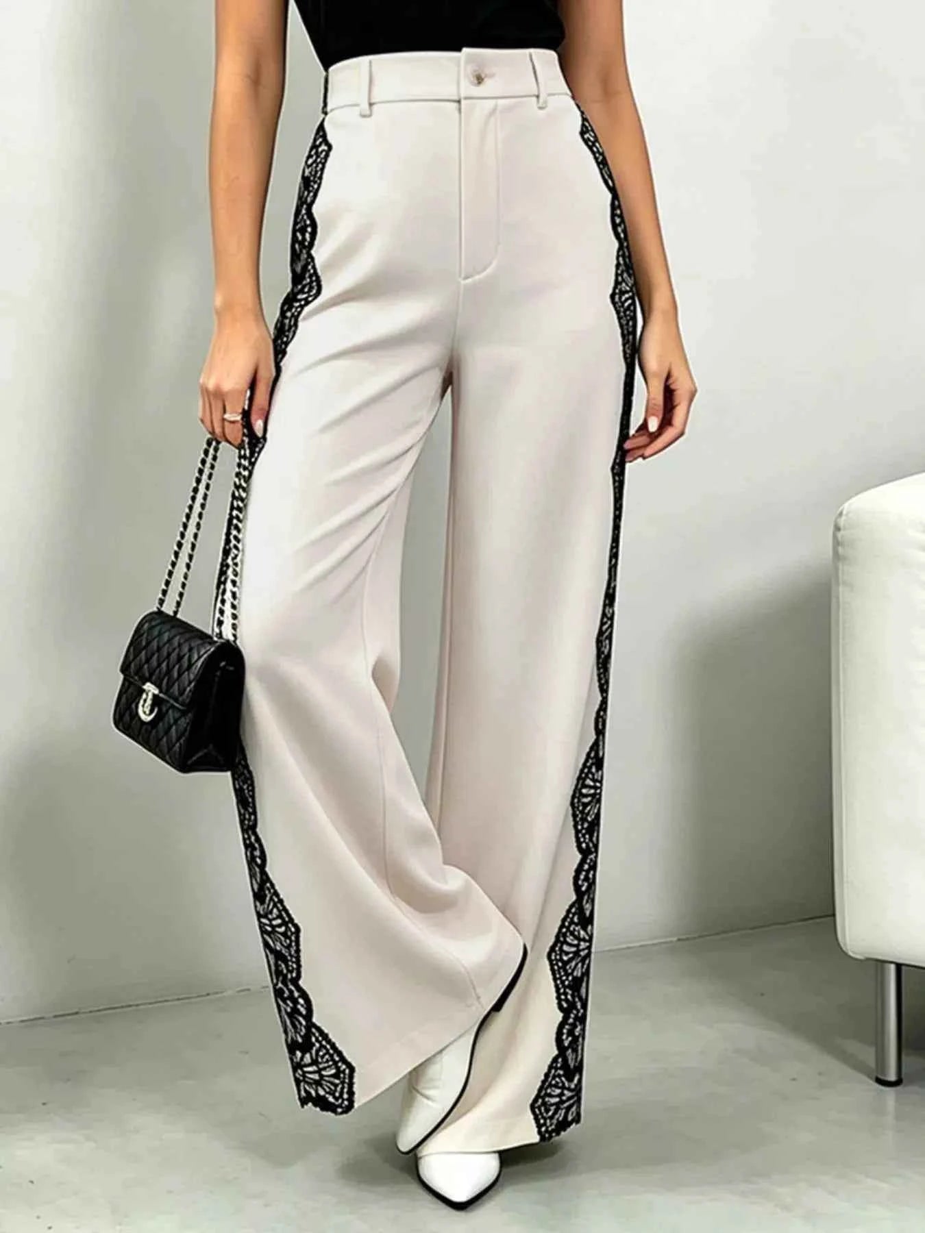 Lace detail wide-leg pants — additional view 3