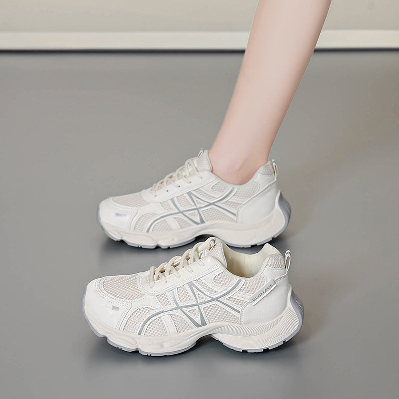 Women's white colorblock chunky platform sneakers