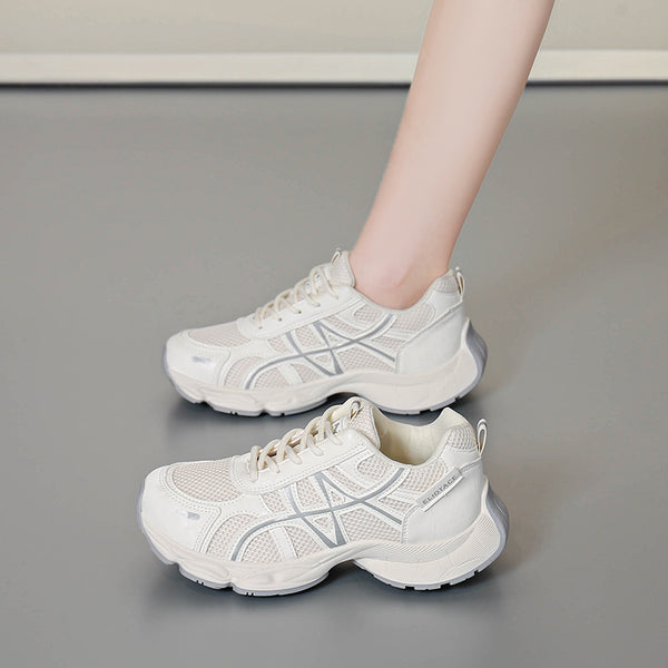 Women's white colorblock chunky platform sneakers