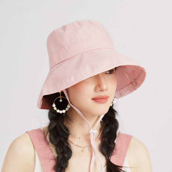Wide brim sun hat in mint green and pink — additional view 4