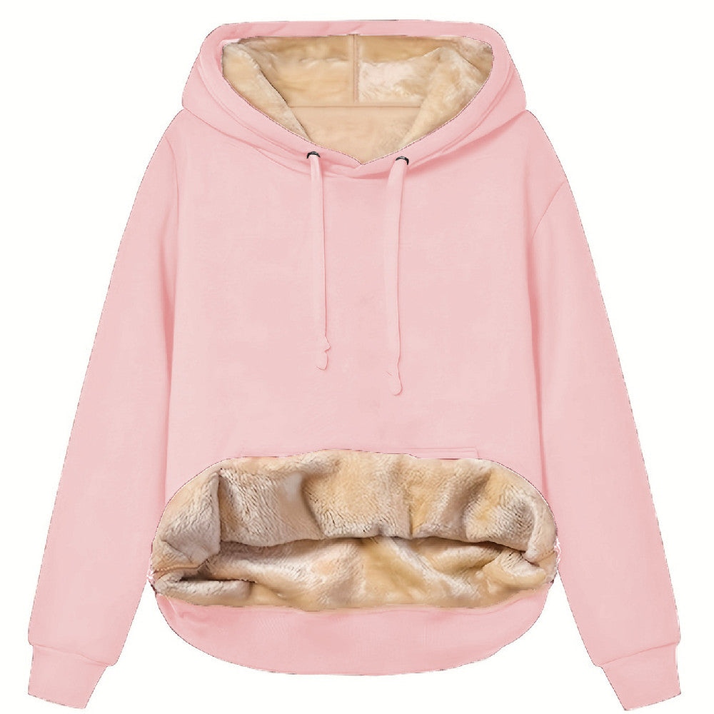 Women's Fleece Lined Hoodie - Loose Pullover Sweatshirt product image
