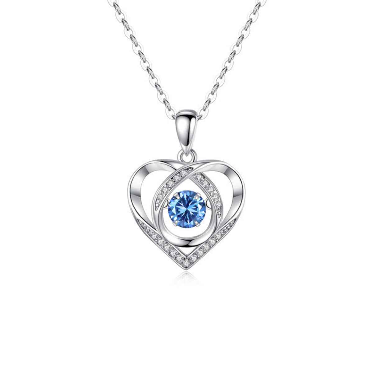Rhinestone heart necklace in silver-plated alloy — additional view 4