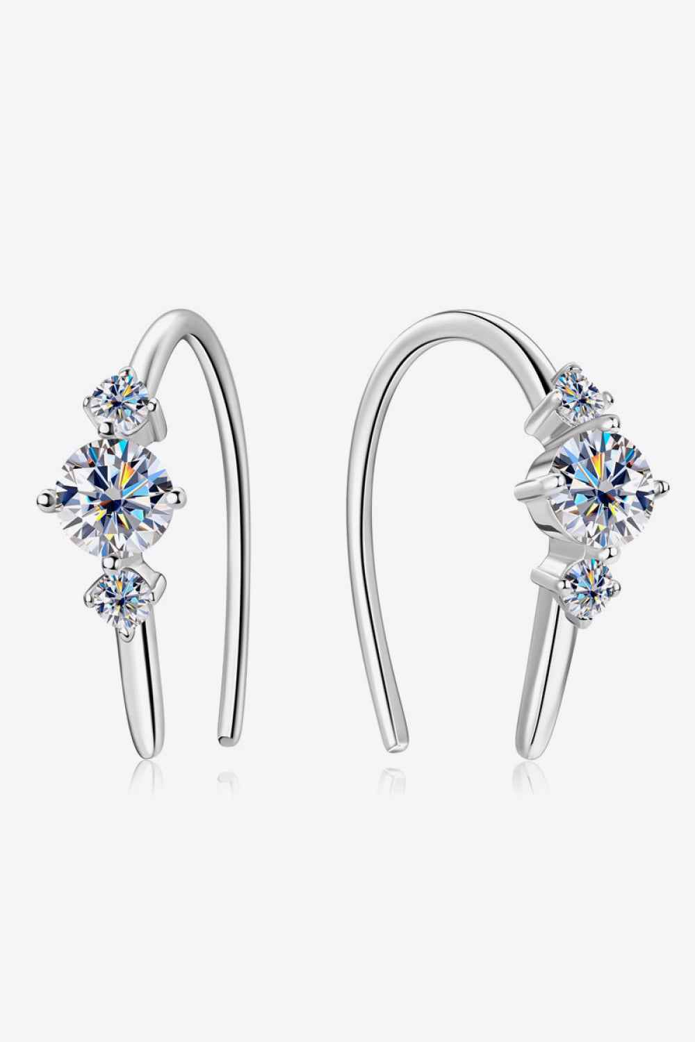 Cubic zirconia stud earrings in silver-plated alloy — additional view 4
