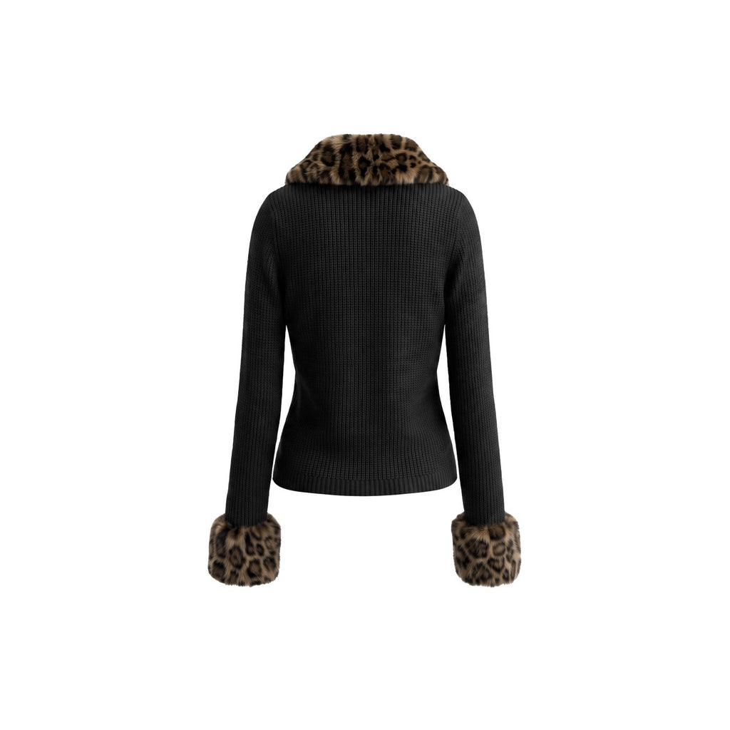 Women's Leopard Print Knit Cardigan-Splashis, alternate view 1