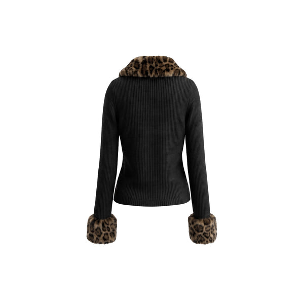 Women's Leopard Print Knit Cardigan-Splashis, alternate view 1