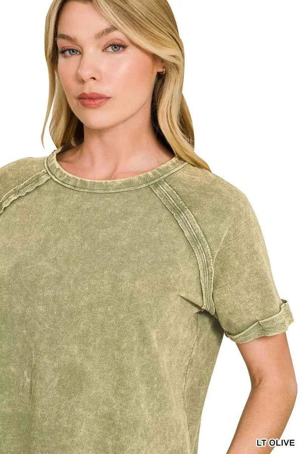 French terry curved hem top — additional view 3