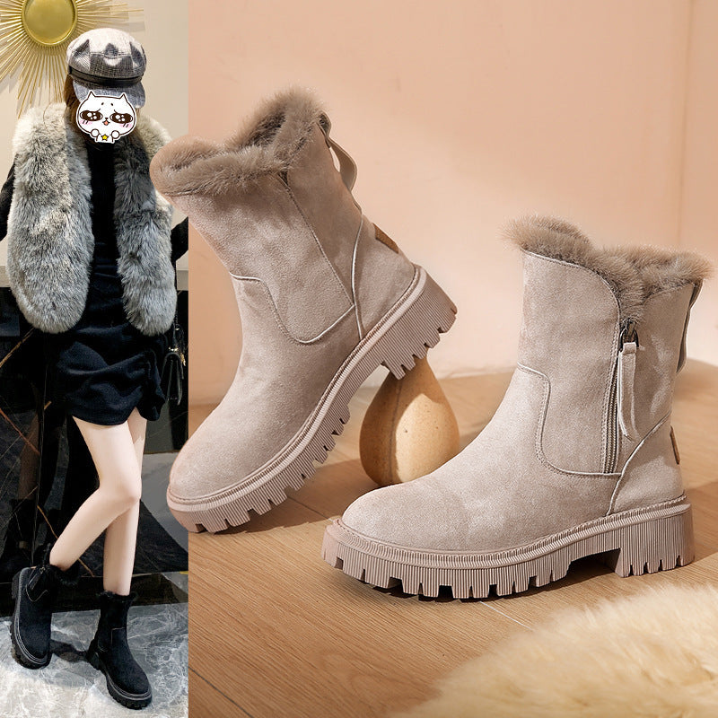 Women's Chunky Heel Ankle Boots - Bow Detail Winter Boots product image