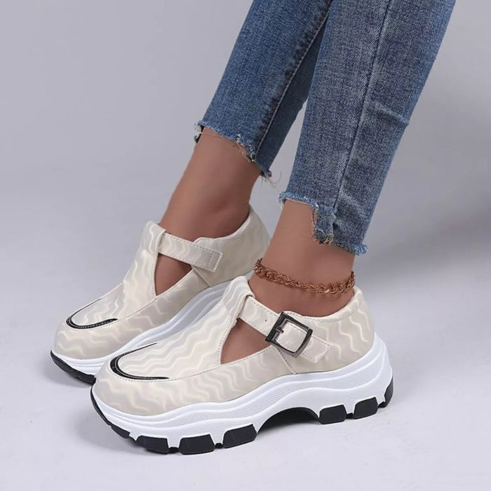 Round toe platform sneakers — primary view