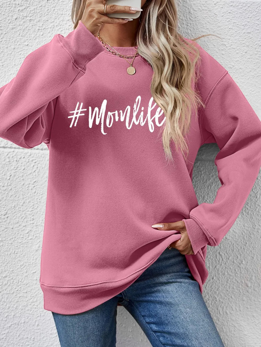 Letter Graphic Round Neck Sweatshirt view 19