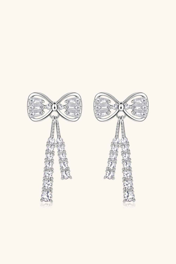 Cubic zirconia bow stud earrings 1.12 carat in silver-plated alloy — additional view 5