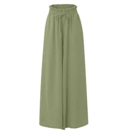 High-waisted wide-leg dress pants in green, product image