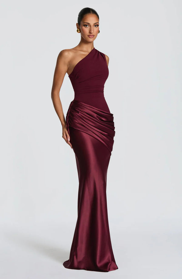 One-shoulder satin mermaid dress — additional view 7