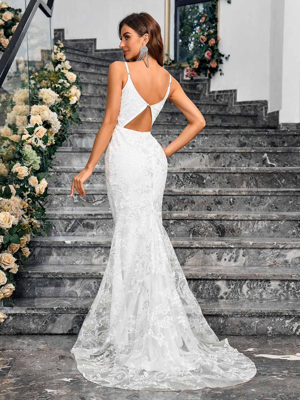 Embroidered V-neck sheath dress — additional view 2
