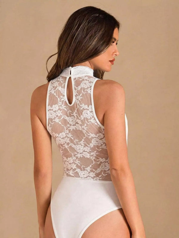 Lace trim sleeveless bodysuit — additional view 2