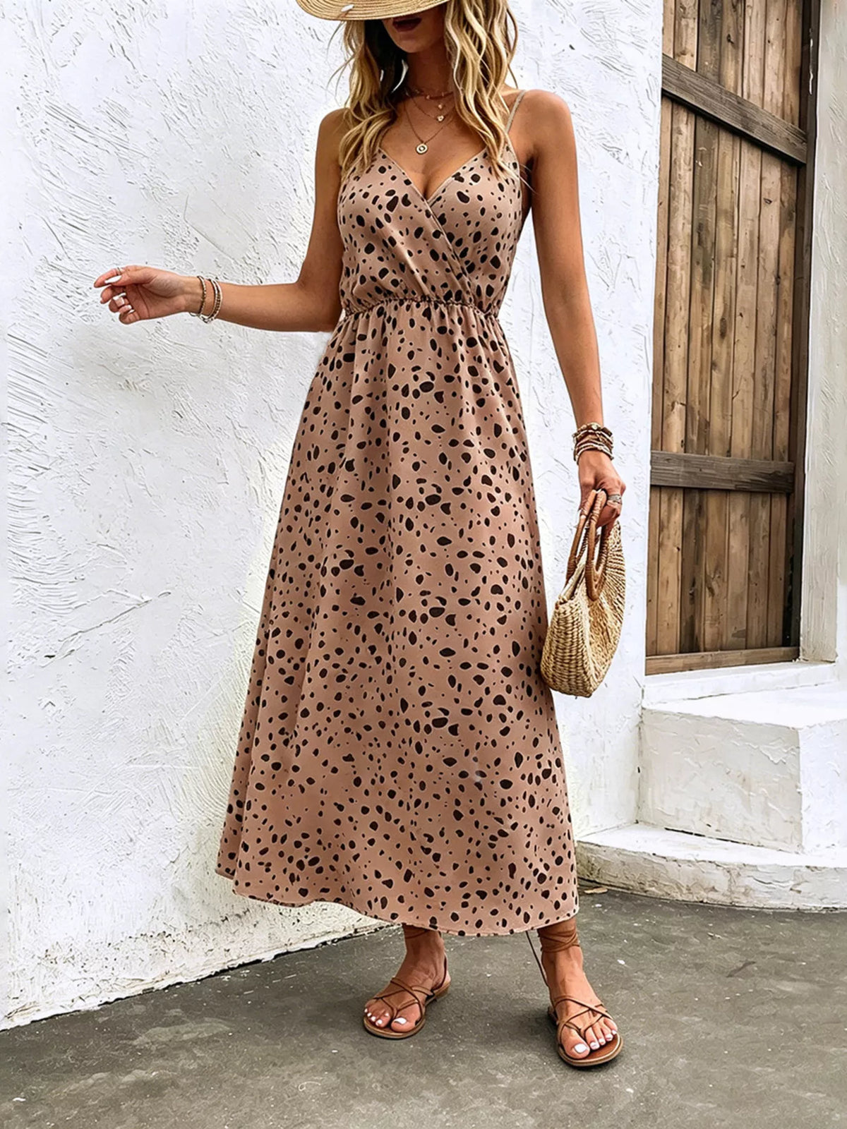 Floral Print Spaghetti Strap Midi Dress, product view 8