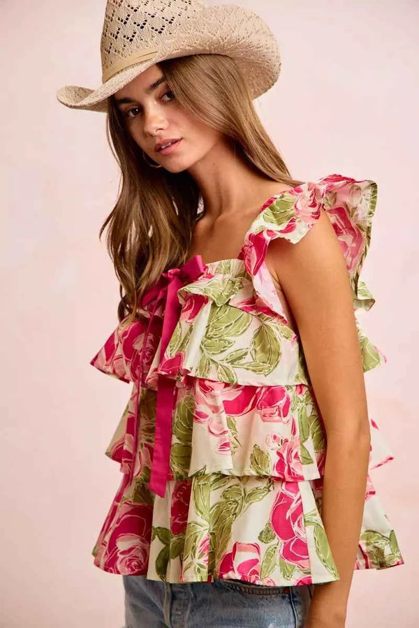 Floral print square neck top — additional view 7