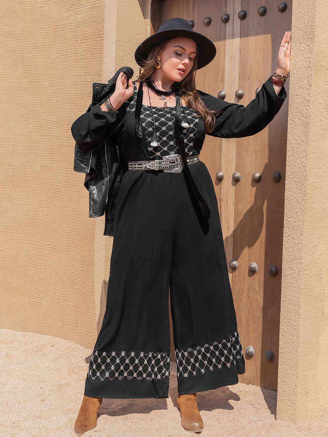 Plus size square neck jumpsuit — additional view 3