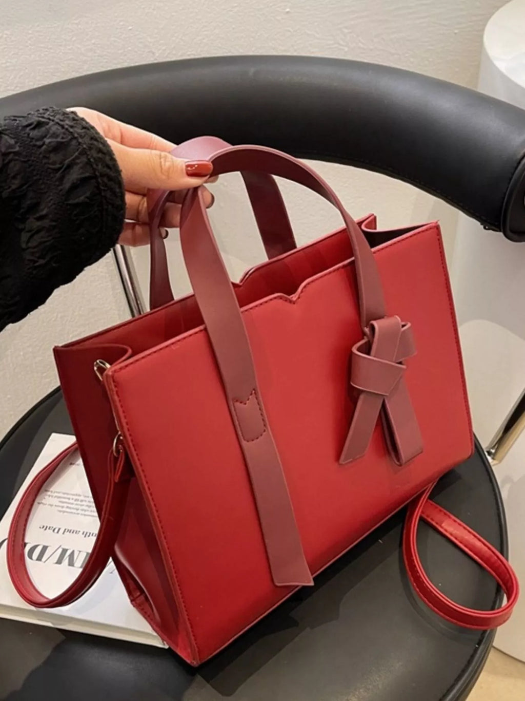 Faux leather tote bag — additional view 5