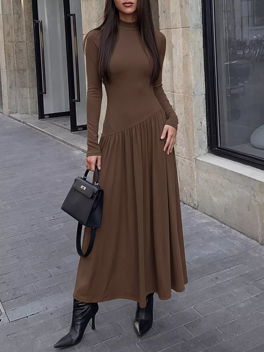 Mock Neck Long Sleeve Midi Dress — additional view 2