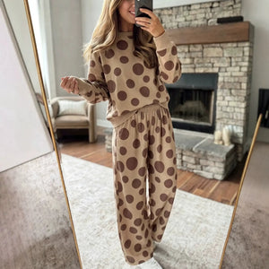 Polka dot wide-leg pants set for women, image 5