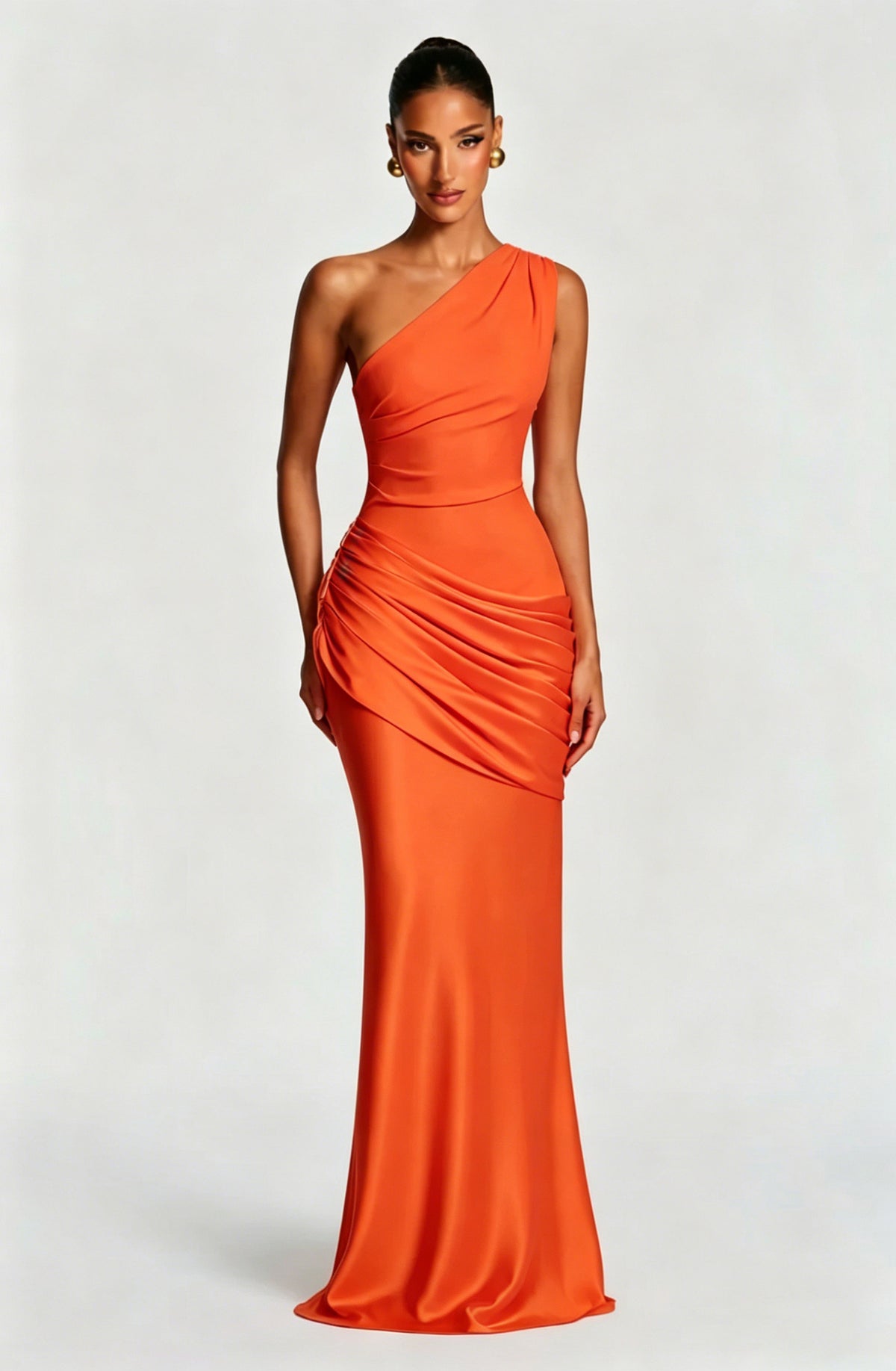 One-Shoulder Satin Mermaid Dress, product view 57